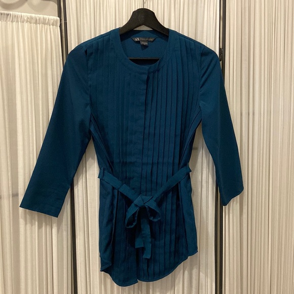 EUC Armani Exchange Pleated Tie Waist Blouse - Size Small - Picture 1 of 5